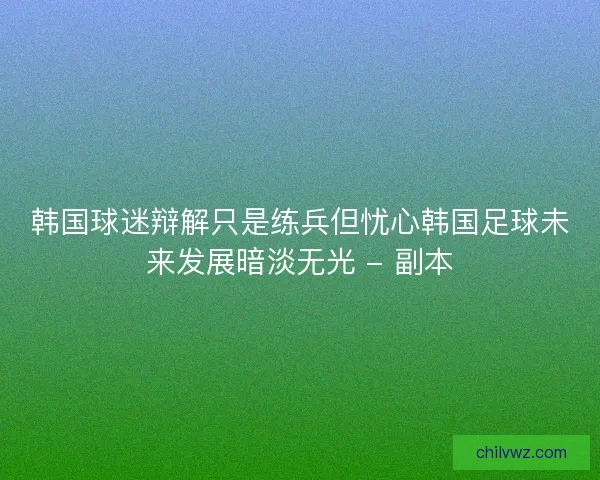 韩国球迷辩解只是练兵但忧心韩国足球未来发展暗淡无光 - 副本 韩国球迷辩解只是练兵但忧心韩国足球未来发展暗淡无光 - 副本