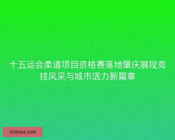 十五运会柔道项目资格赛落地肇庆展现竞技风采与城市活力新篇章
