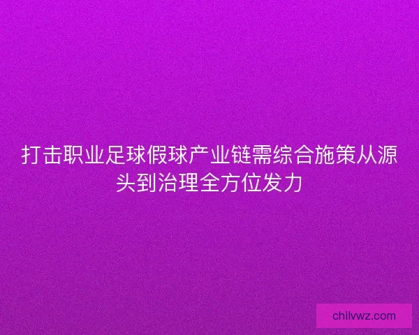 打击职业足球假球产业链需综合施策从源头到治理全方位发力