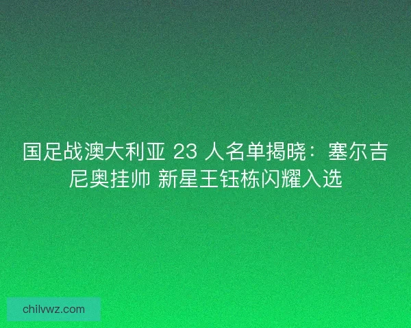 国足战澳大利亚 23 人名单揭晓：塞尔吉尼奥挂帅 新星王钰栋闪耀入选